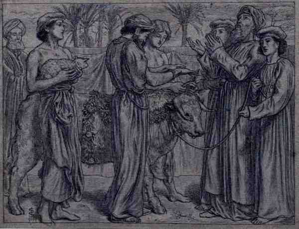 Aaron első felajánlása (toll és tinta) alkotó: Simeon Solomon