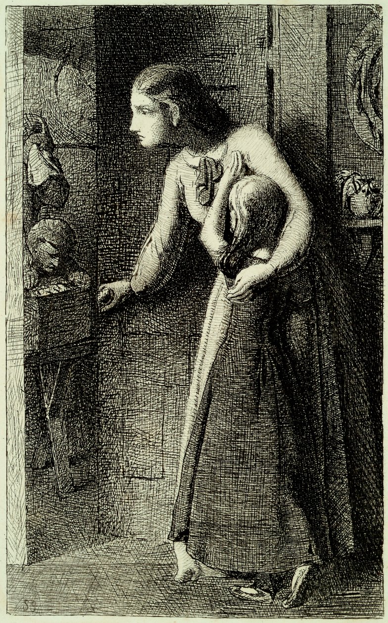The Haunted House, 1858 körül (terített indiai papírra nyomtatott rézkarc) alkotó: Simeon Solomon