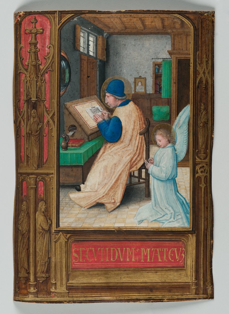 Szent Máté írás az angyallal, 1521 (tempera pergamen) alkotó: Simon Bening