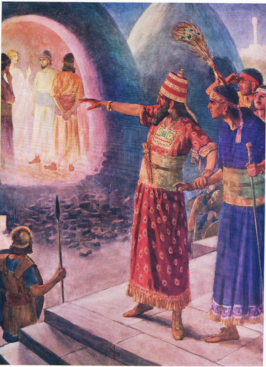 A tüzes kemence, a Thomas Nelson által kiadott Biblia Képeskönyvből, 1950 körül alkotó: Simon Harmon Vedder