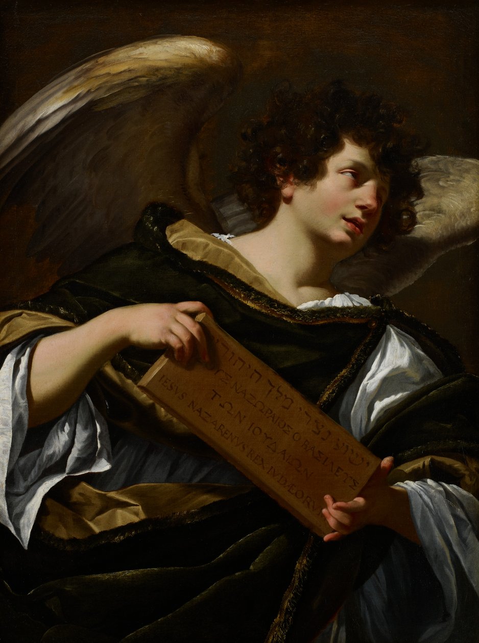 Angyalok a szenvedés tulajdonságaival, a keresztfelirat, 1624 körül alkotó: Simon Vouet