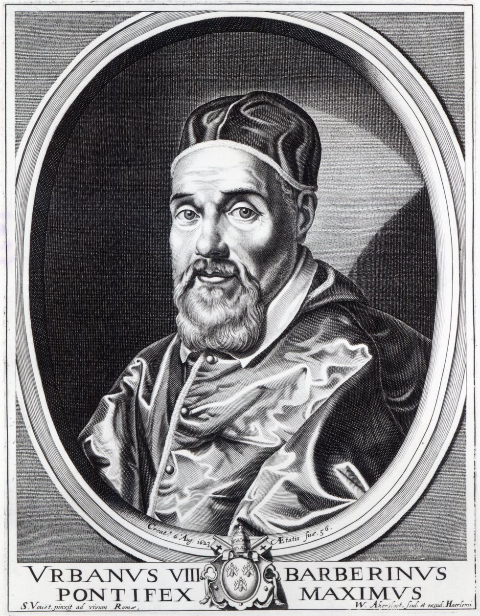 VIII. Urbán pápa, Willem Outgertsz Akersloot metszete alkotó: Simon Vouet