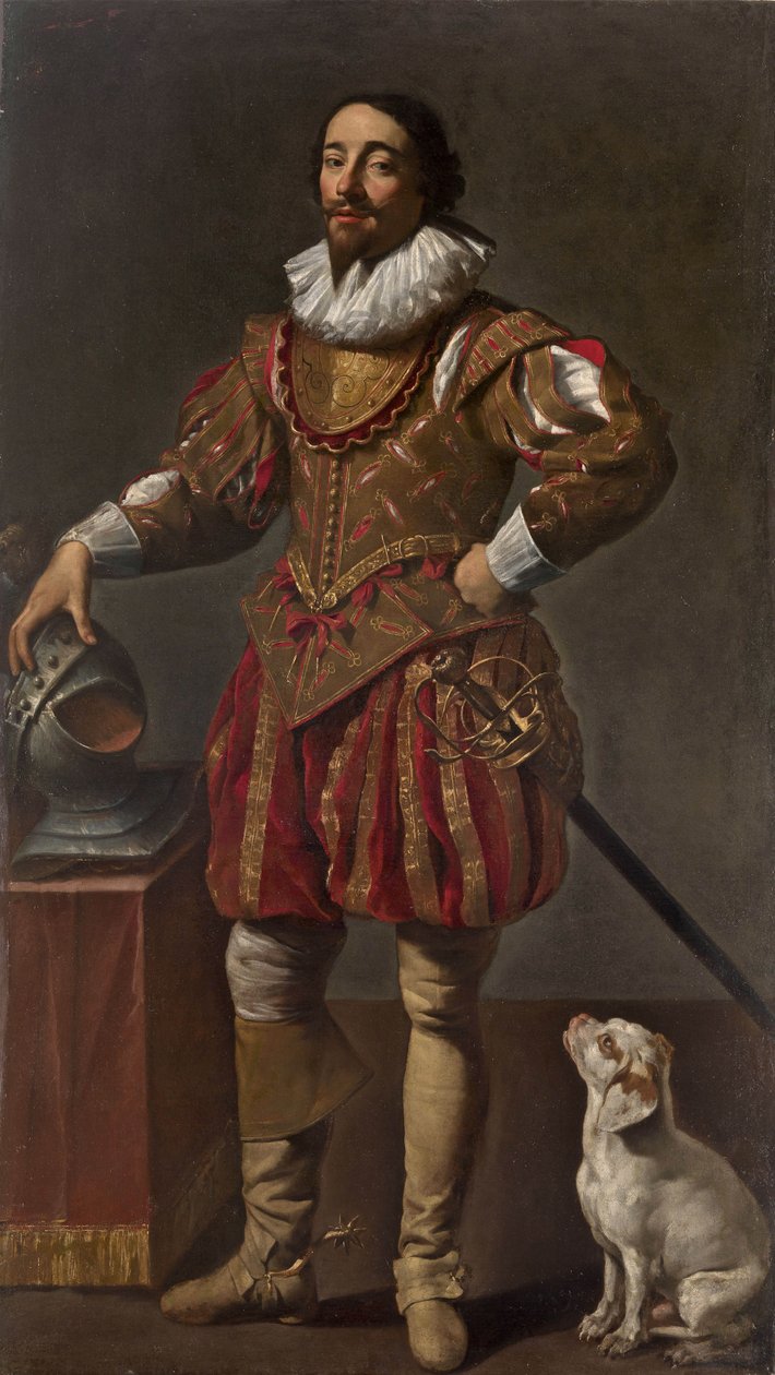 Egy úriember portréja a kutyájával alkotó: Simon Vouet