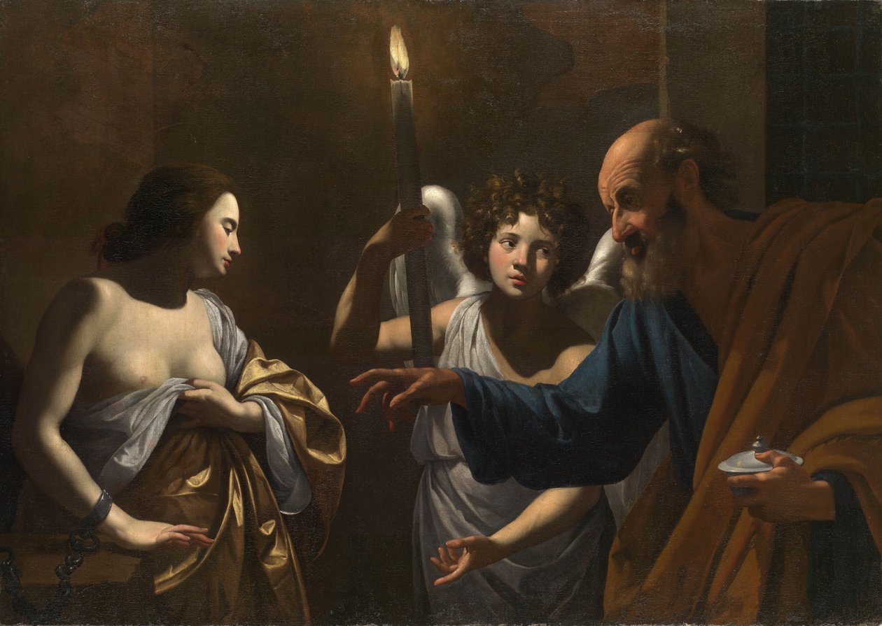 Szent Péter meglátogatja Agathát a börtönben alkotó: Simon Vouet