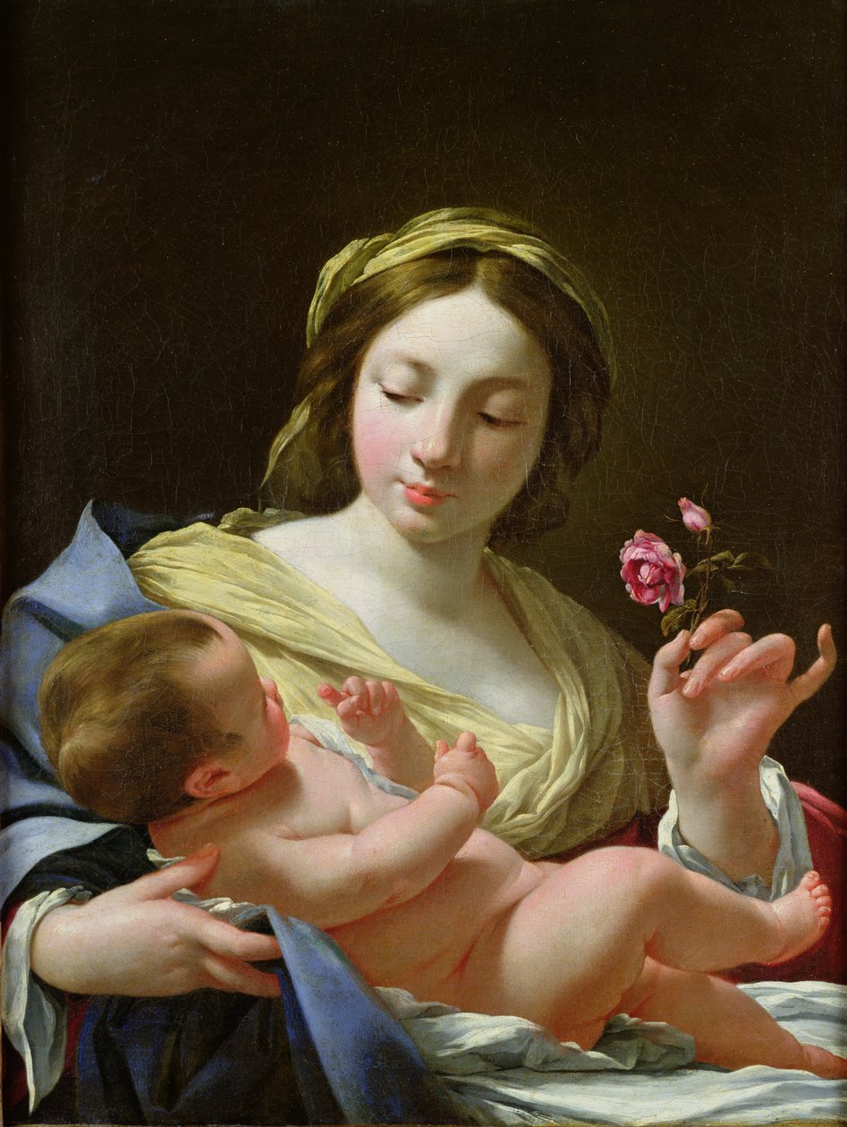 A szűz és a gyermek rózsával alkotó: Simon Vouet