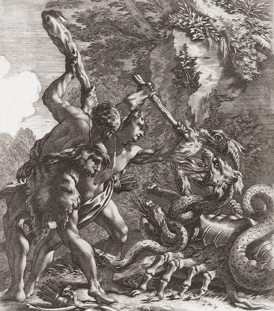 Hercules and the Hydra. (print) alkotó: Simon (after) Vouet