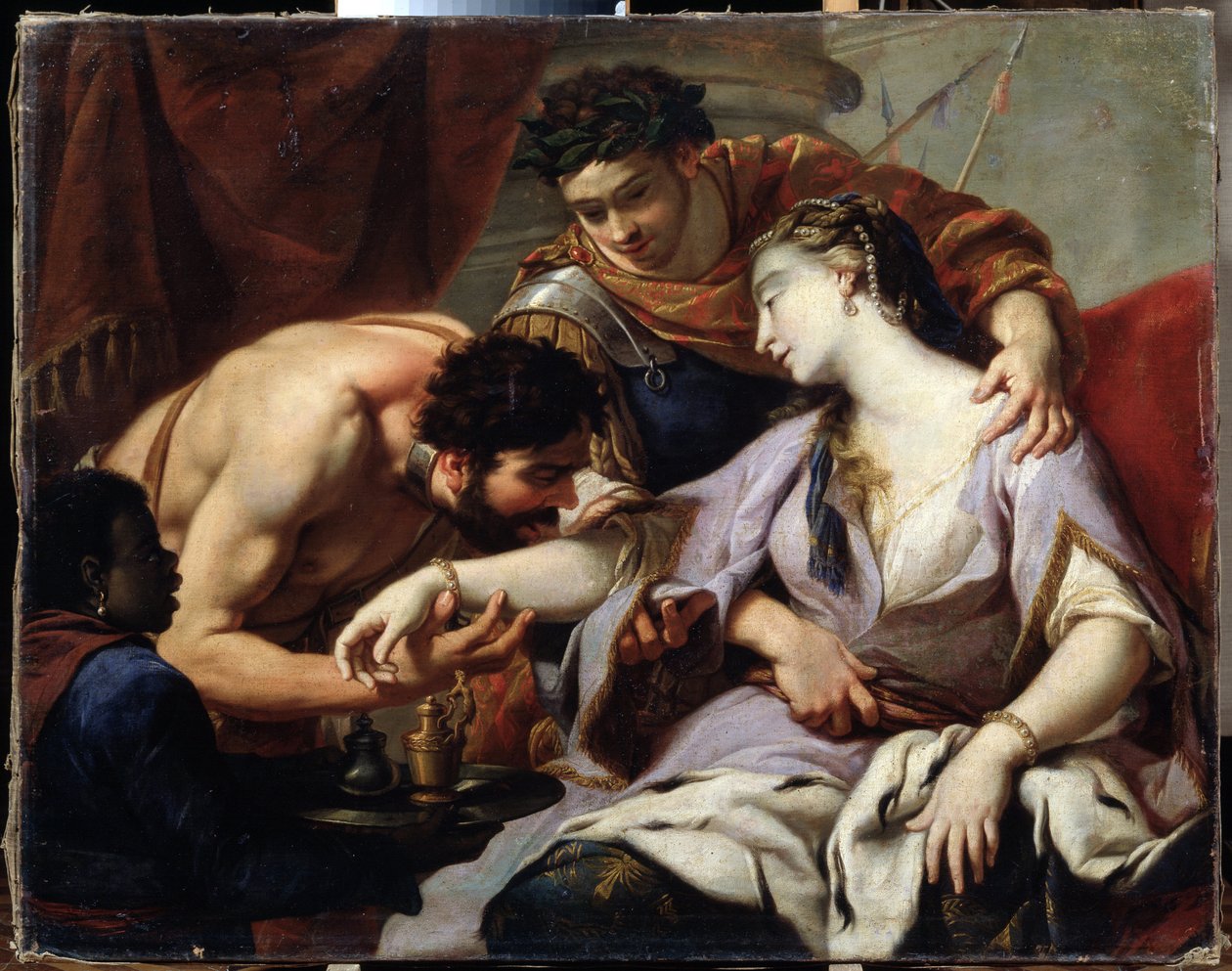 Királynő és rabszolga. Simon Vouet (1590-1649) iskolájából származó festmény. Olajfestmény alkotó: Simon (circle of) Vouet