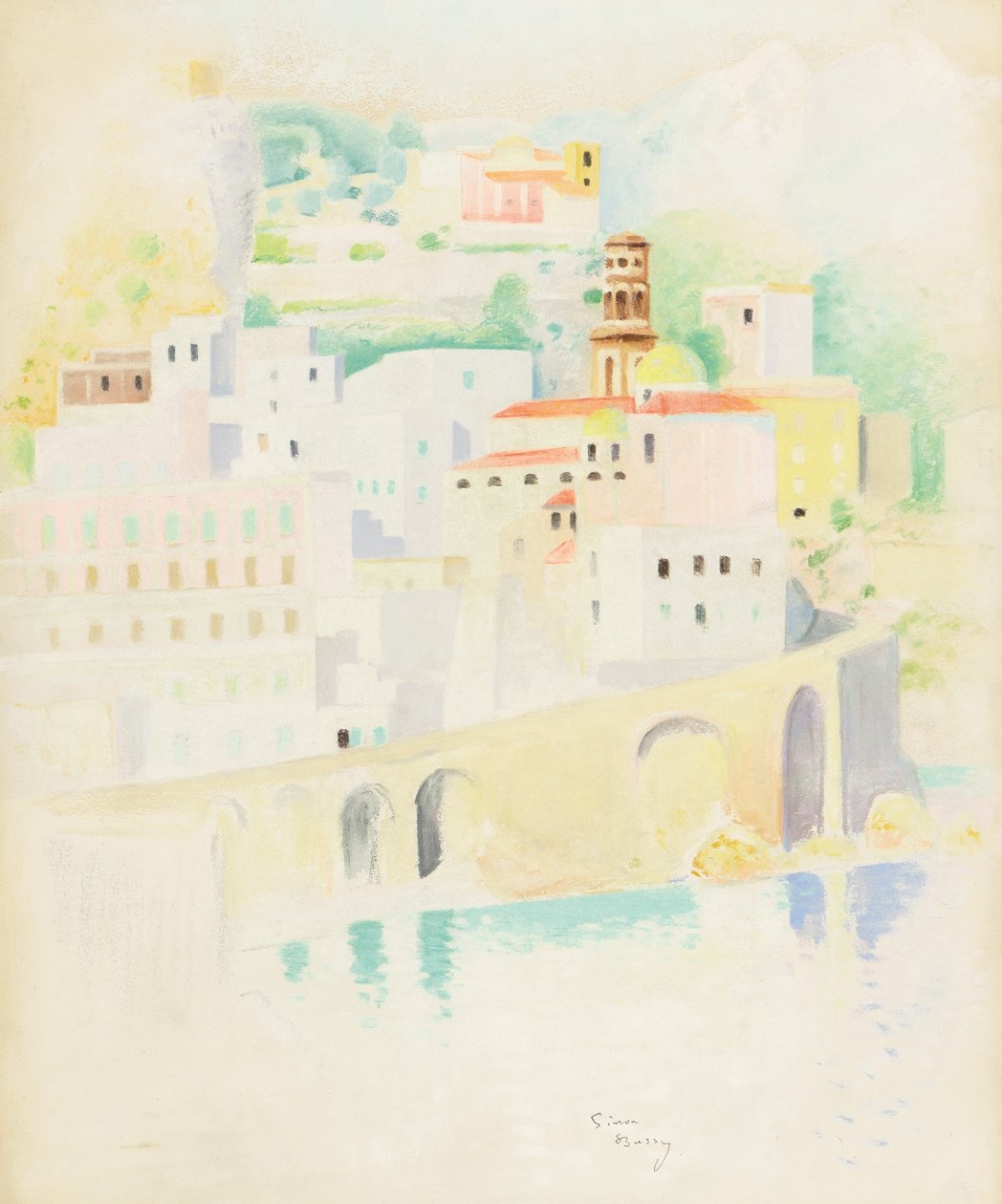Atrani, Amalfi-part (pasztell, papír) alkotó: Simon Albert Bussy