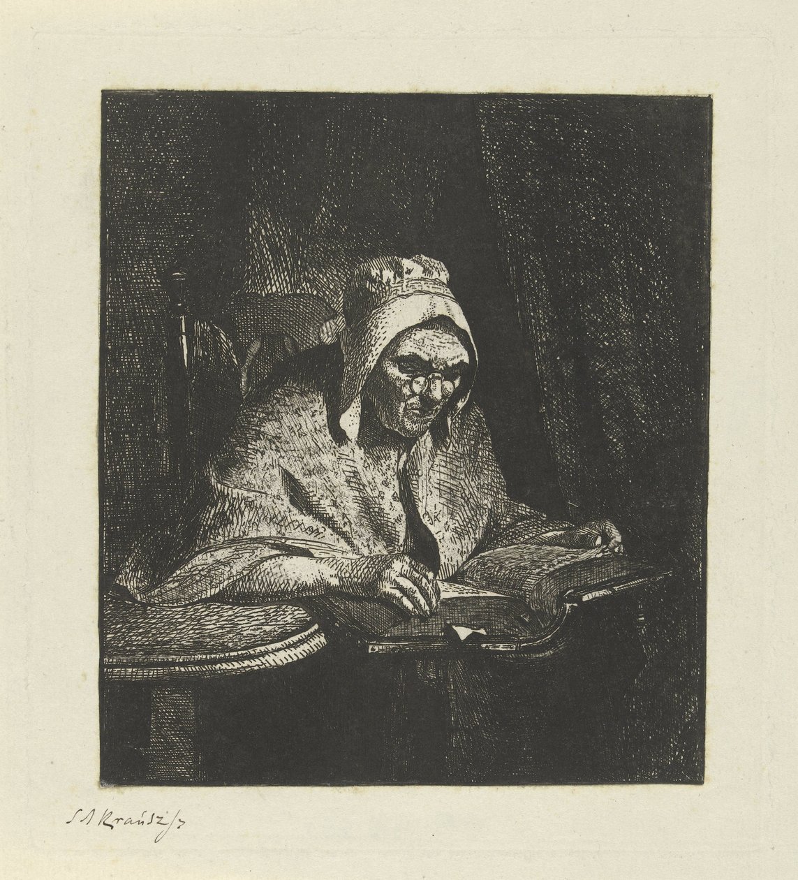 Olvasó öregasszony alkotó: Simon Andreas Krausz