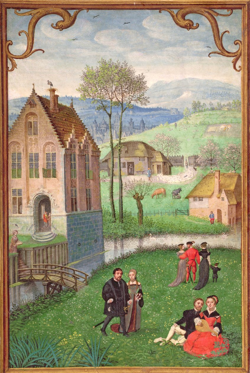 Add hozzá: 18855 április: udvarló párok, egy Órakönyvből, 1540 körül alkotó: Simon Bening