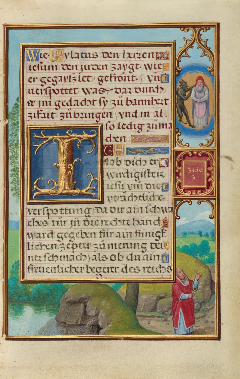 Rand mit der Vision des Hohenpriesters und des Teufels von Sacharja alkotó: Simon Bening