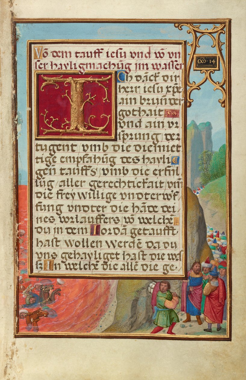 Bordüre mit der Überquerung des Roten Meeres alkotó: Simon Bening