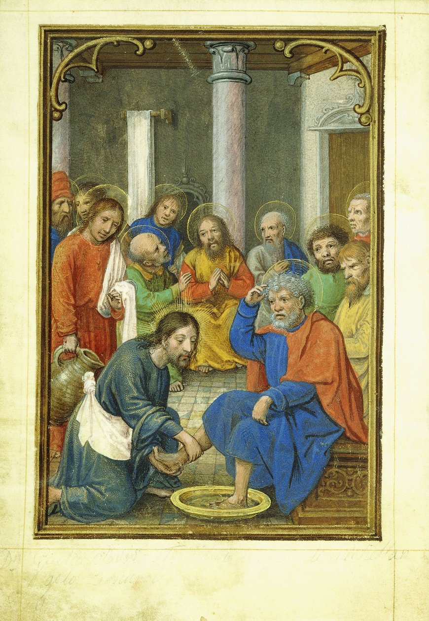 Krisztus, aki megmossa Péter lábát, 1520-as évek alkotó: Simon Bening