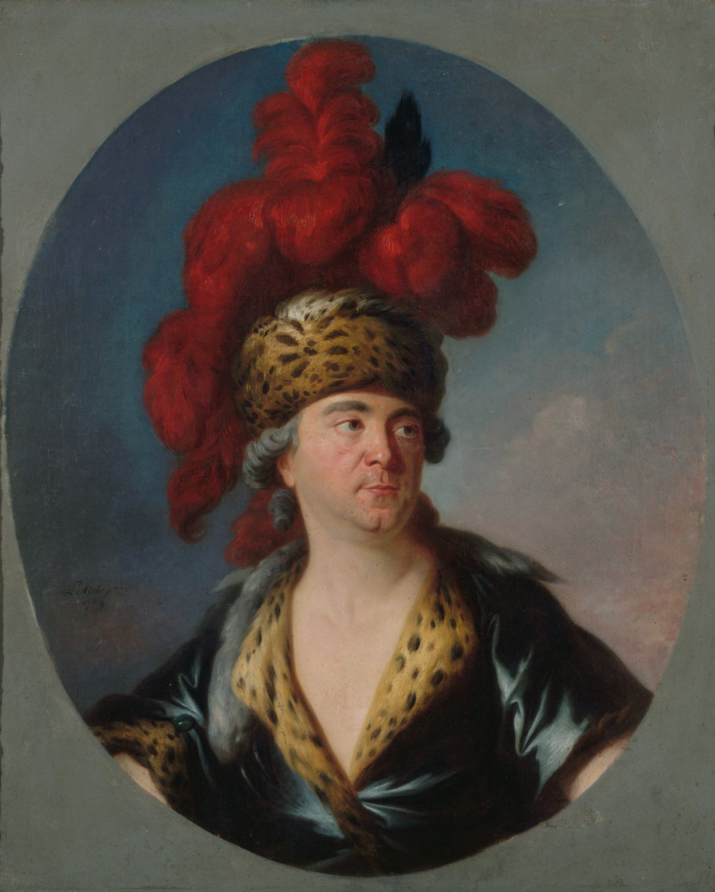 Henri-Louis Lekain portréja 1728-1778, mint Dzsingisz kán a darabban..., 1750-es évek vége. alkotó: Simon Bernard Lenoir