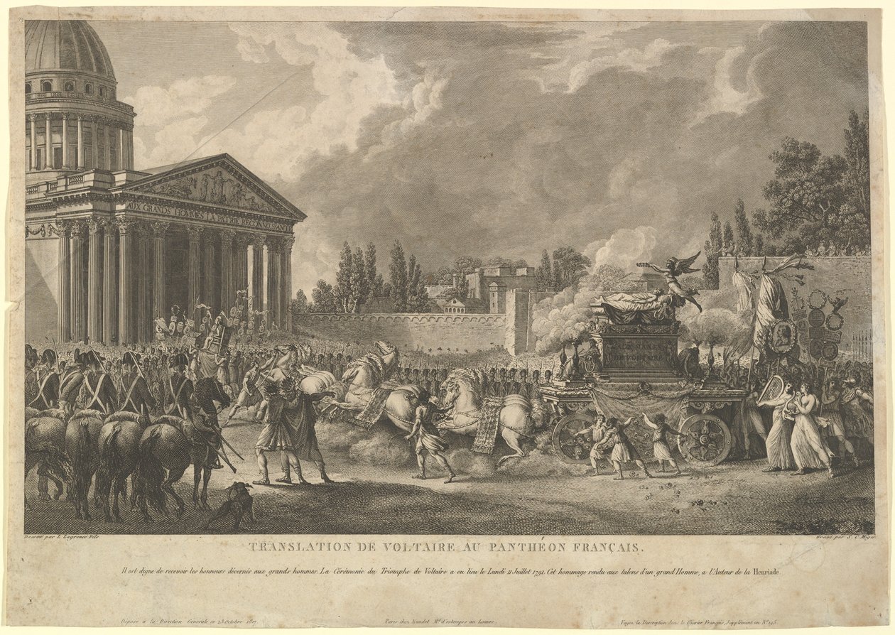 Voltaire fordítása a francia Pantheonban, 1817. alkotó: Simon Charles Miger