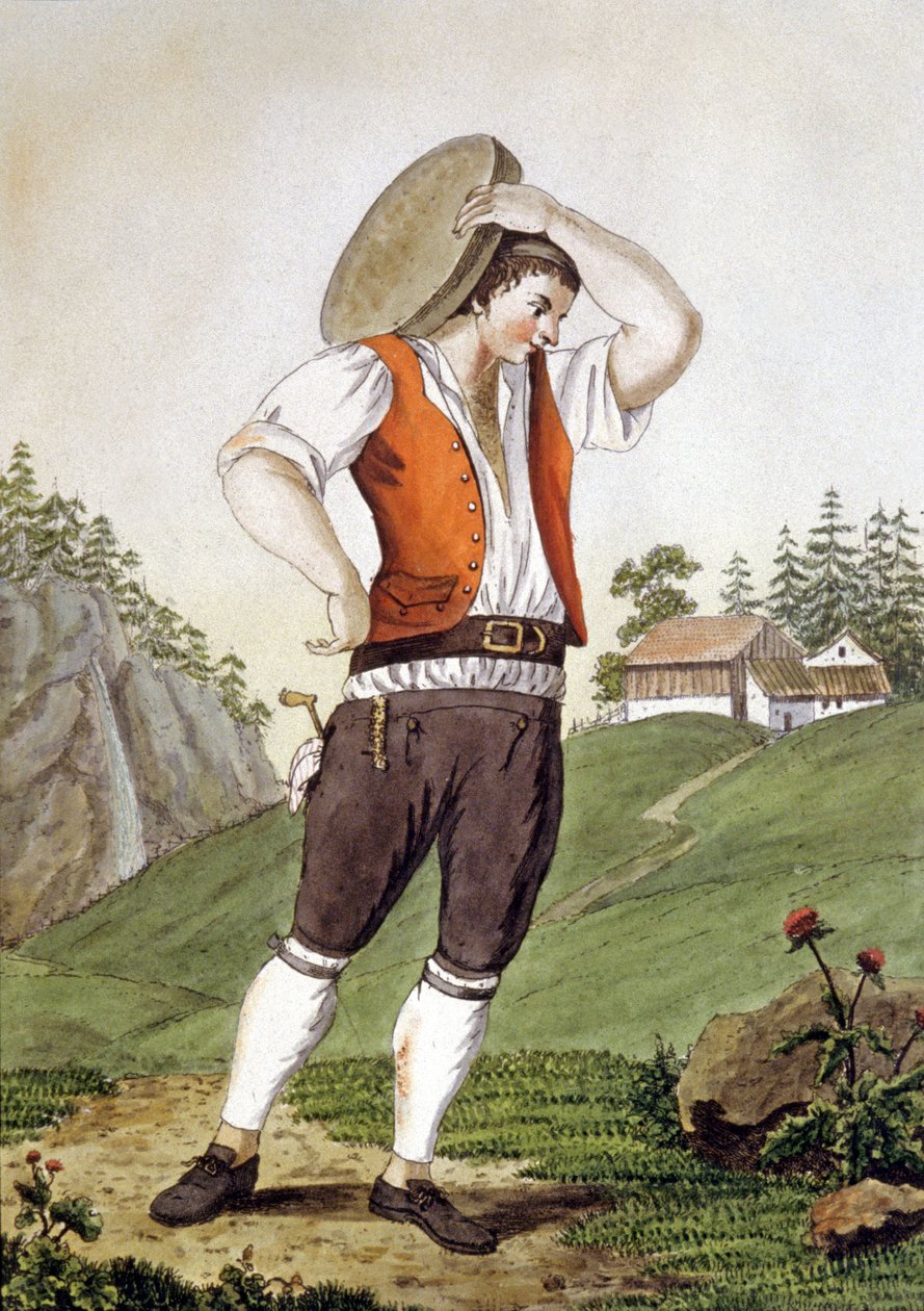 Tehénpásztor Svájcban, 19. század eleje (metszet) alkotó: Simon Daniel Lafond