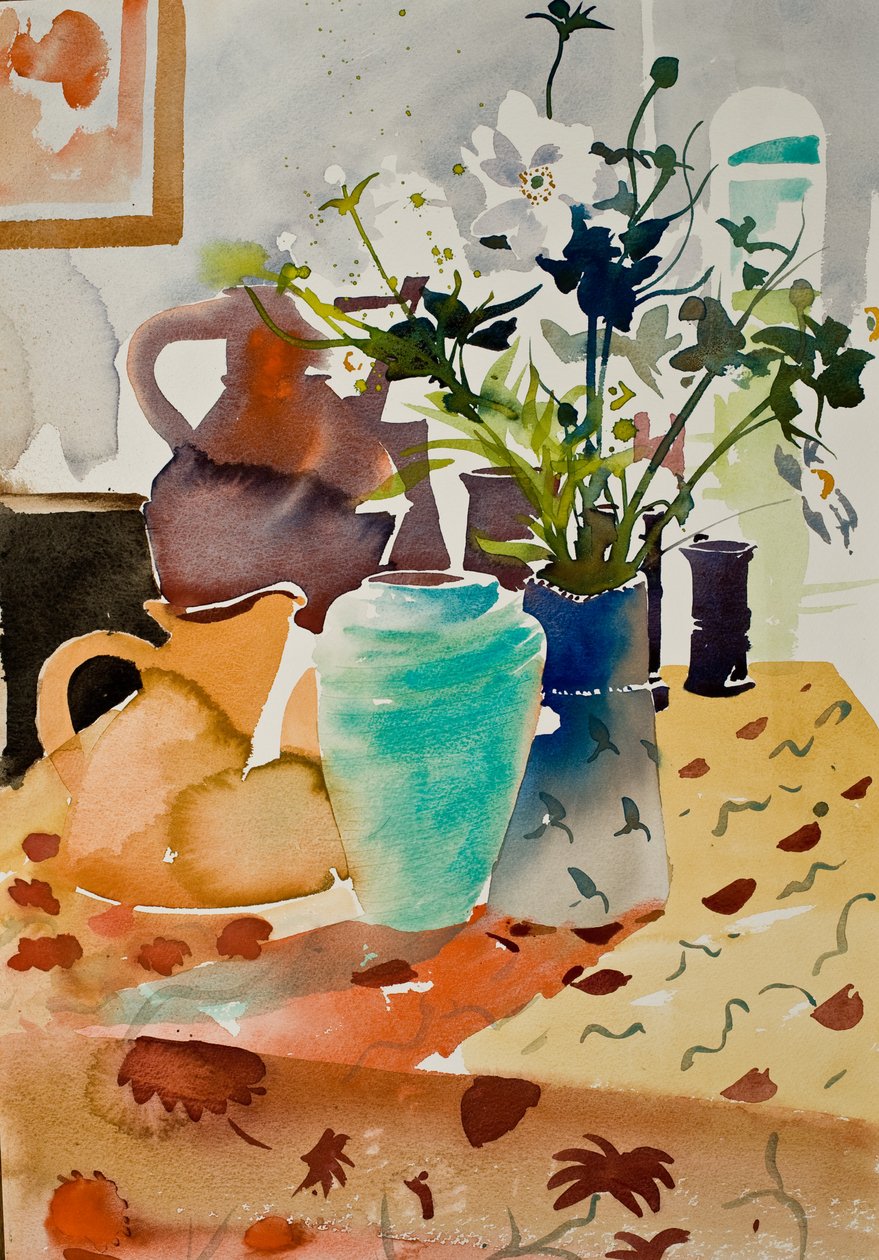 Japán anemónák, 2015 (akvarell) alkotó: Simon Fletcher