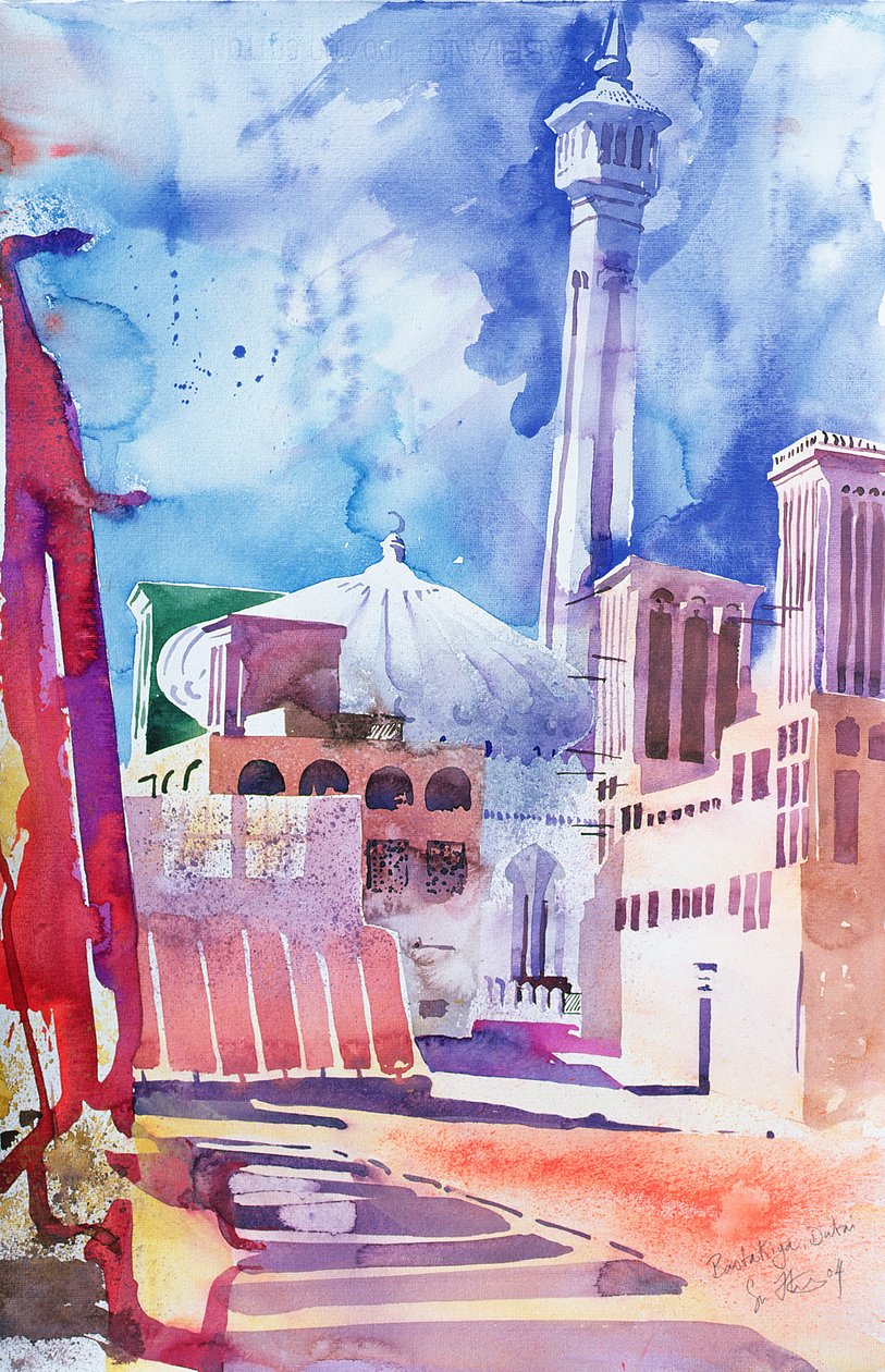 Bastakia, Dubai, 2004 (akvarell, papír) alkotó: Simon Fletcher