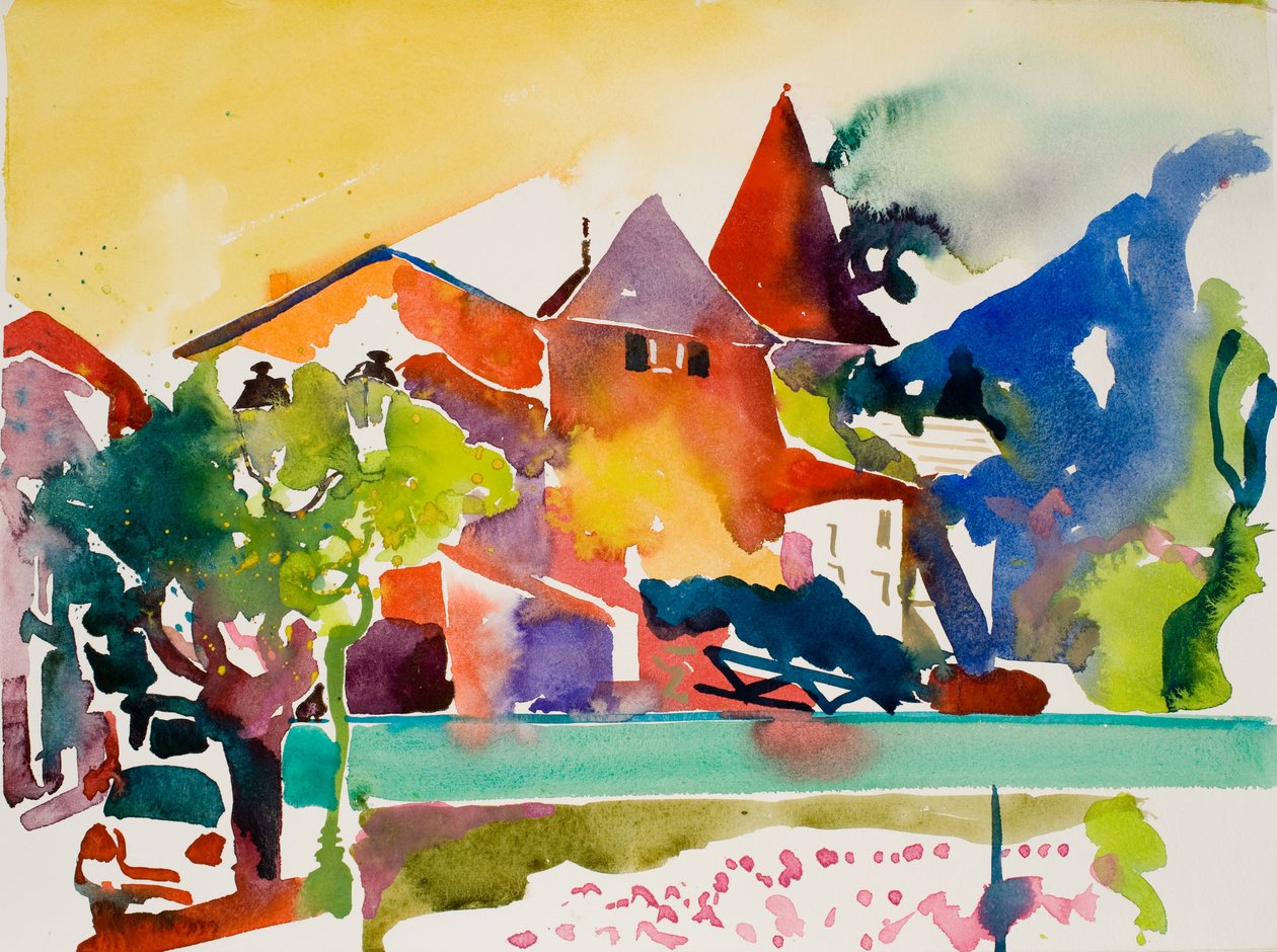 Autó, zöld csík, 2017 (akvarell, papír) alkotó: Simon Fletcher