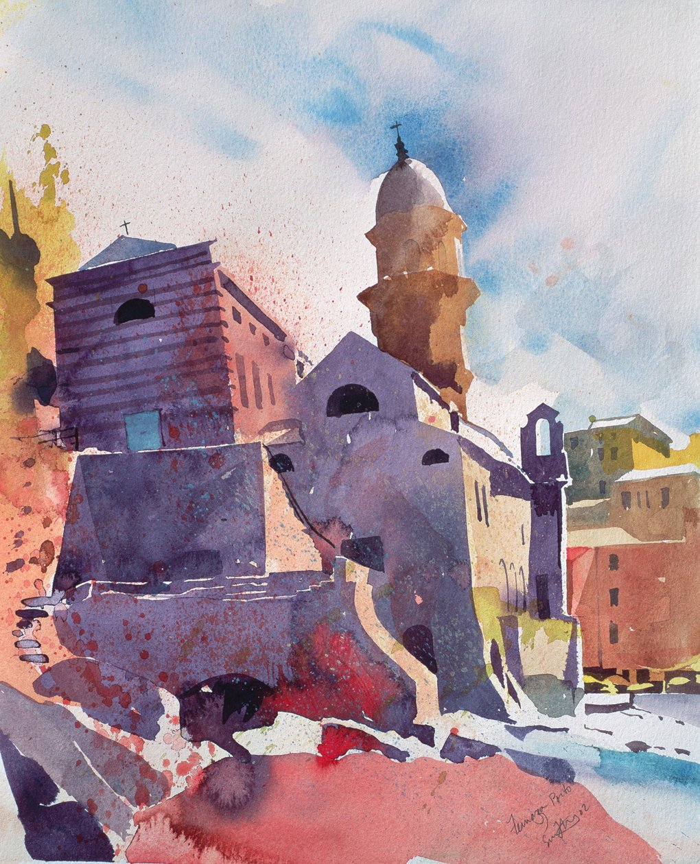 Fernazza, Porto, 2002 (akvarell, papír) alkotó: Simon Fletcher