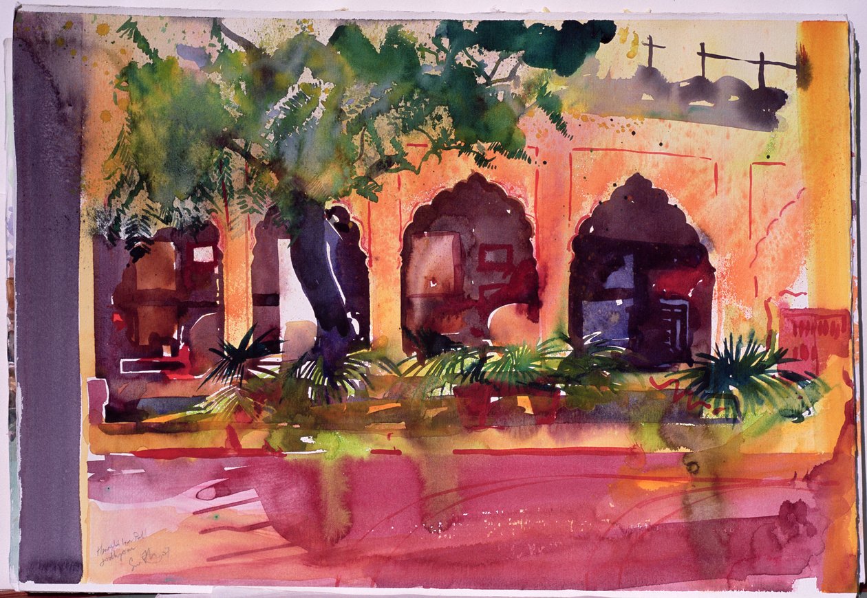 Haveli Inn Pal Jodphur, 2007 (akvarell, papír) alkotó: Simon Fletcher