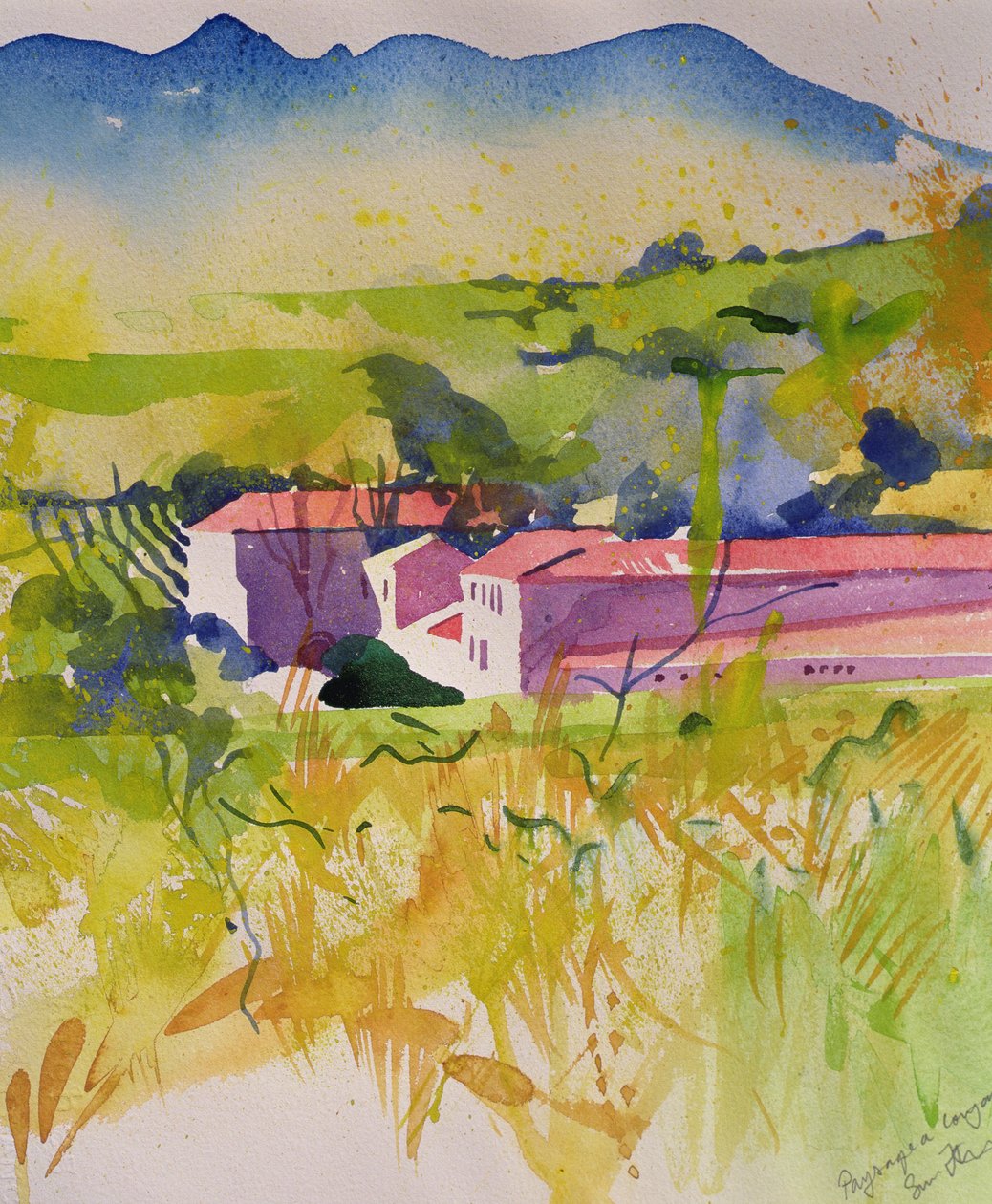 Paysage a Coujan, 2004 (akvarell) alkotó: Simon Fletcher