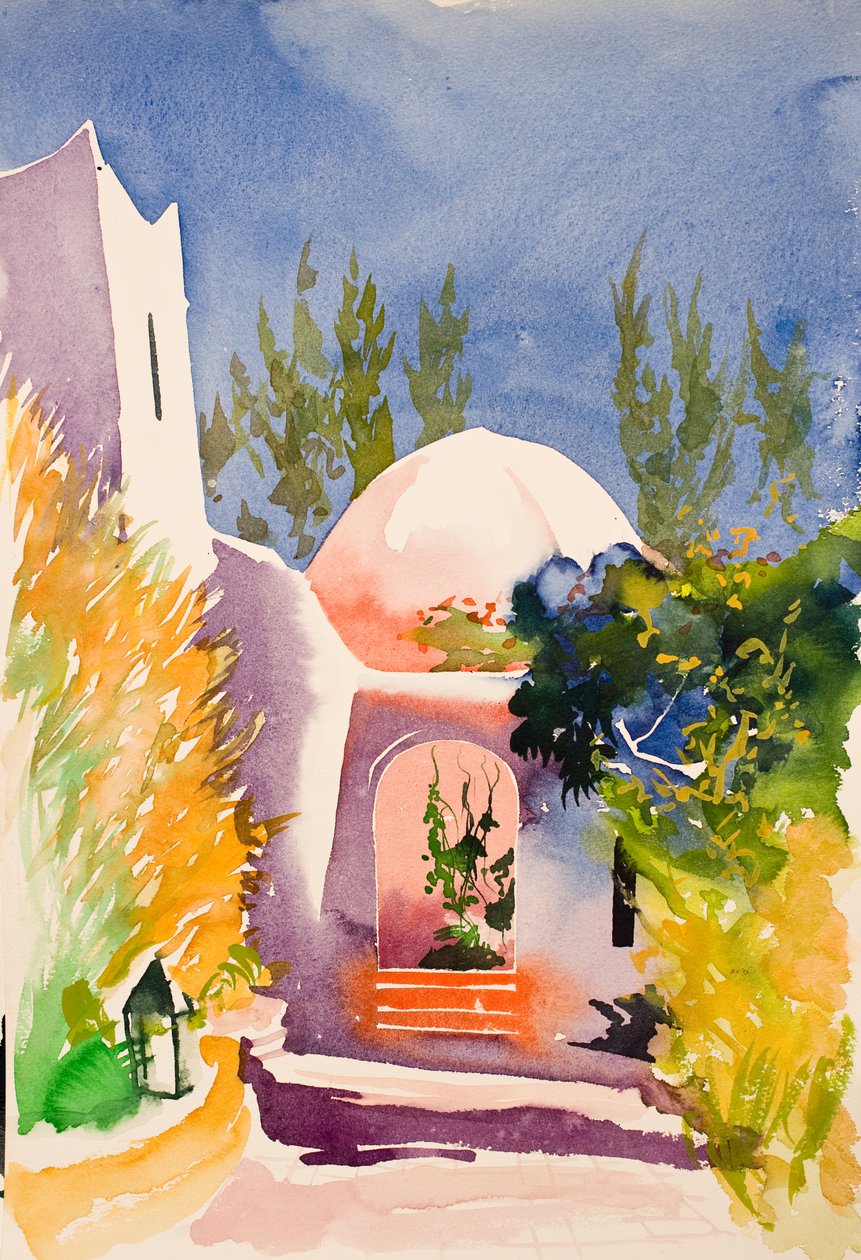 Rózsaszín udvar, 2016 (akvarell) alkotó: Simon Fletcher