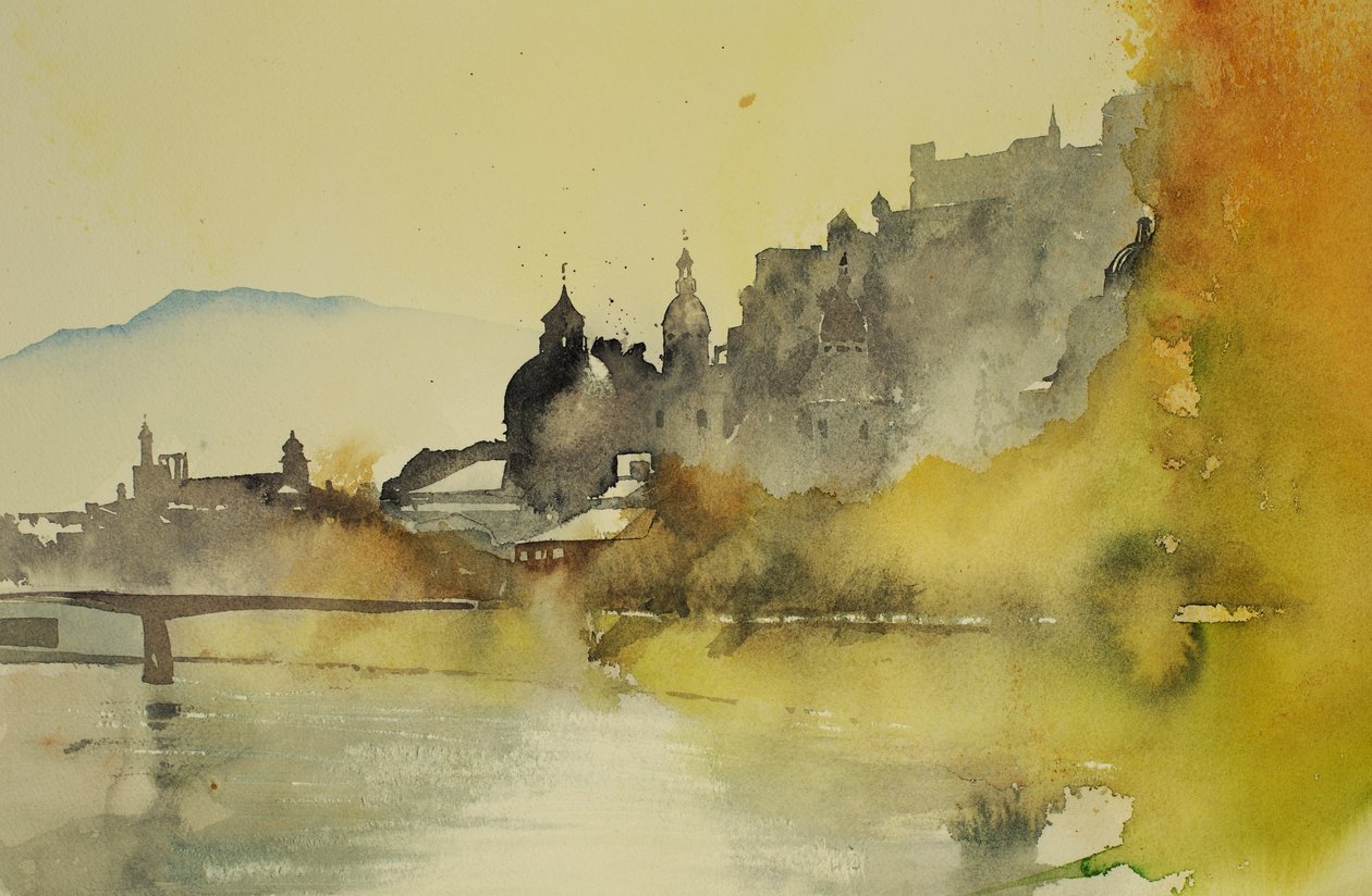 Salzburg folyó, 2005 (akvarell) alkotó: Simon Fletcher