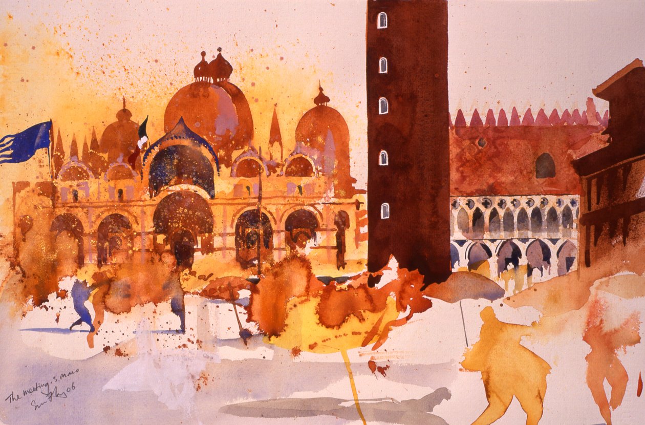 Találkozó, San Marco, 2006 (akvarell, papír) alkotó: Simon Fletcher