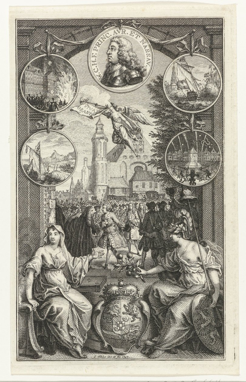 IV. Vilmos stadtholderré emelésének allegóriája, 1747 alkotó: Simon Fokke
