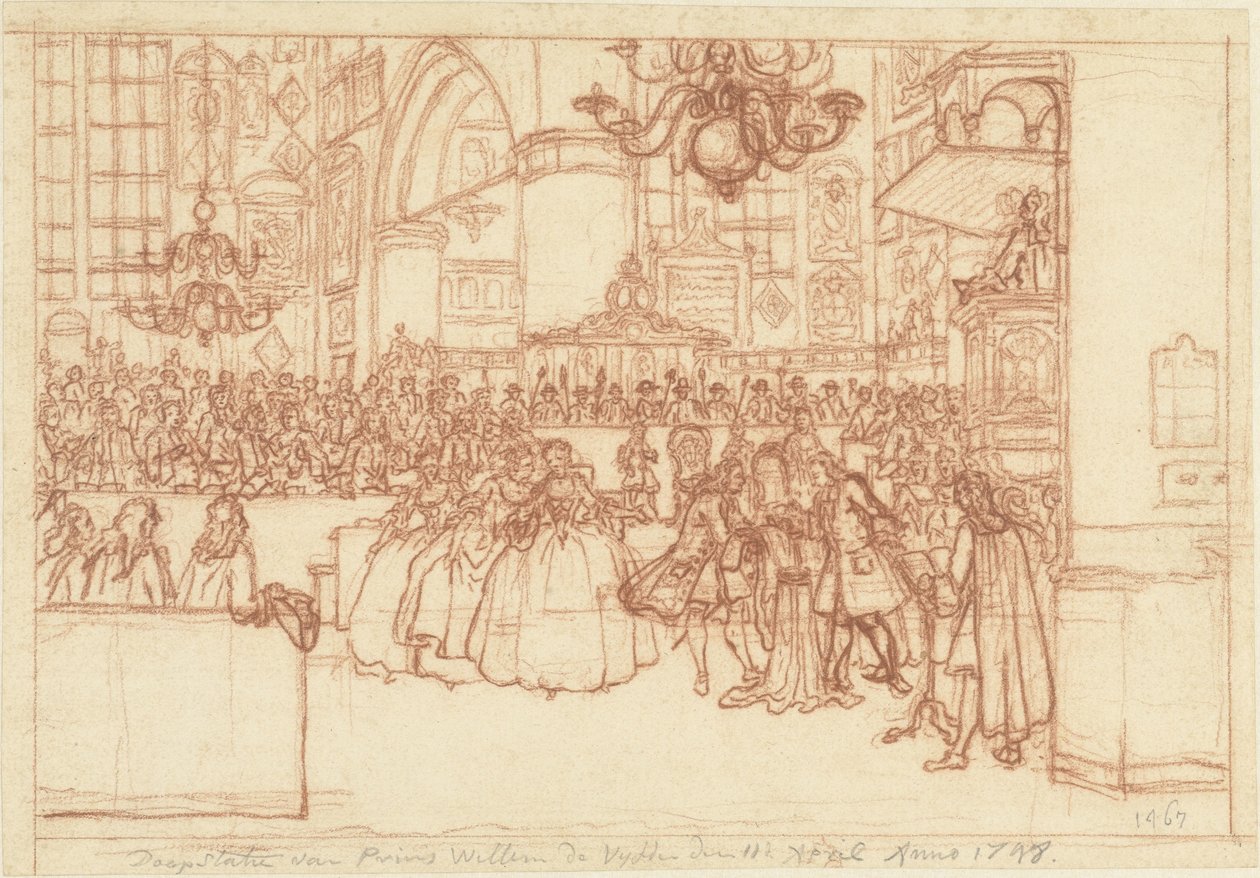 V. Vilmos herceg megkeresztelkedése, 1748 Willem de Vyfde herceg megkeresztelkedése 1748. április 11-én (cím a tárgyon) alkotó: Simon Fokke