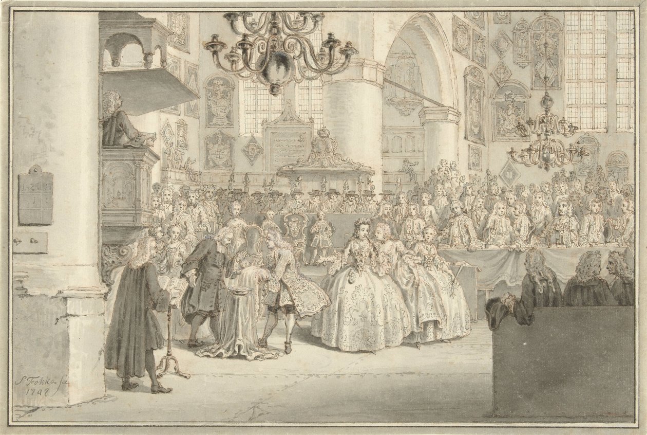 V. Vilmos herceg megkeresztelkedése, 1748 alkotó: Simon Fokke