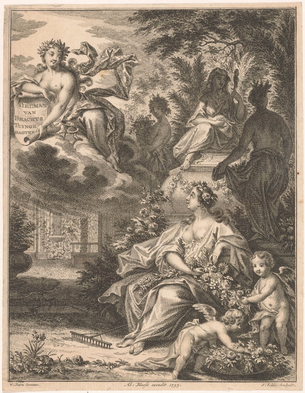 Flóra a kertben Címlap ehhez: Tielman van Bracht, Tuingedagten. Hat tanfolyamon, 1754 alkotó: Simon Fokke