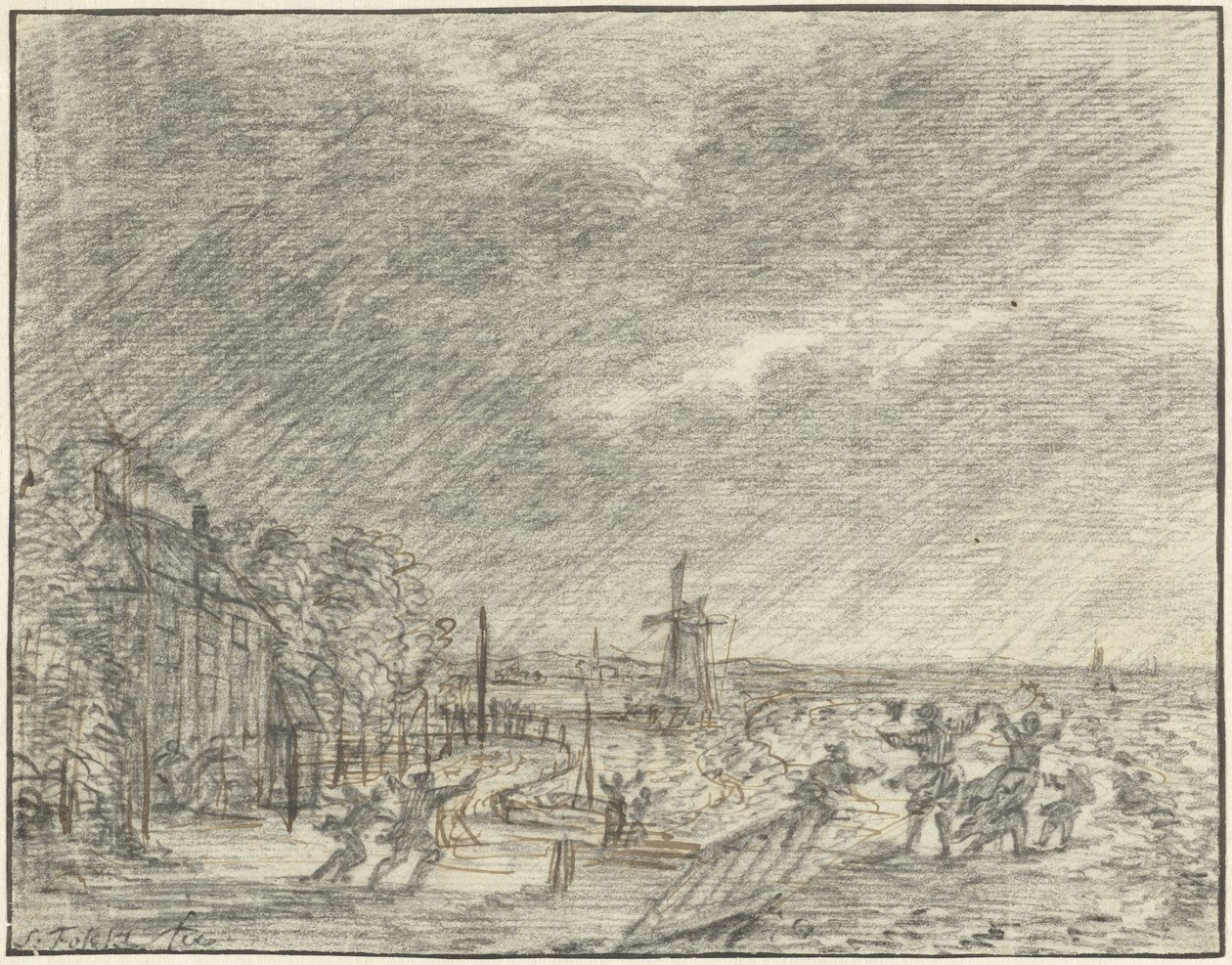Heves vihar és árvíz Halfwegben, 1775. november 15-én alkotó: Simon Fokke