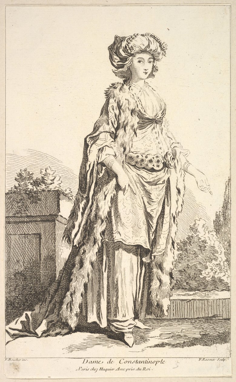 Konstantinápoly hölgye, a Recueil de különböző külföldi alakjaiból Feltalálta ..., 18. század. alkotó: Simon Francois Ravenet