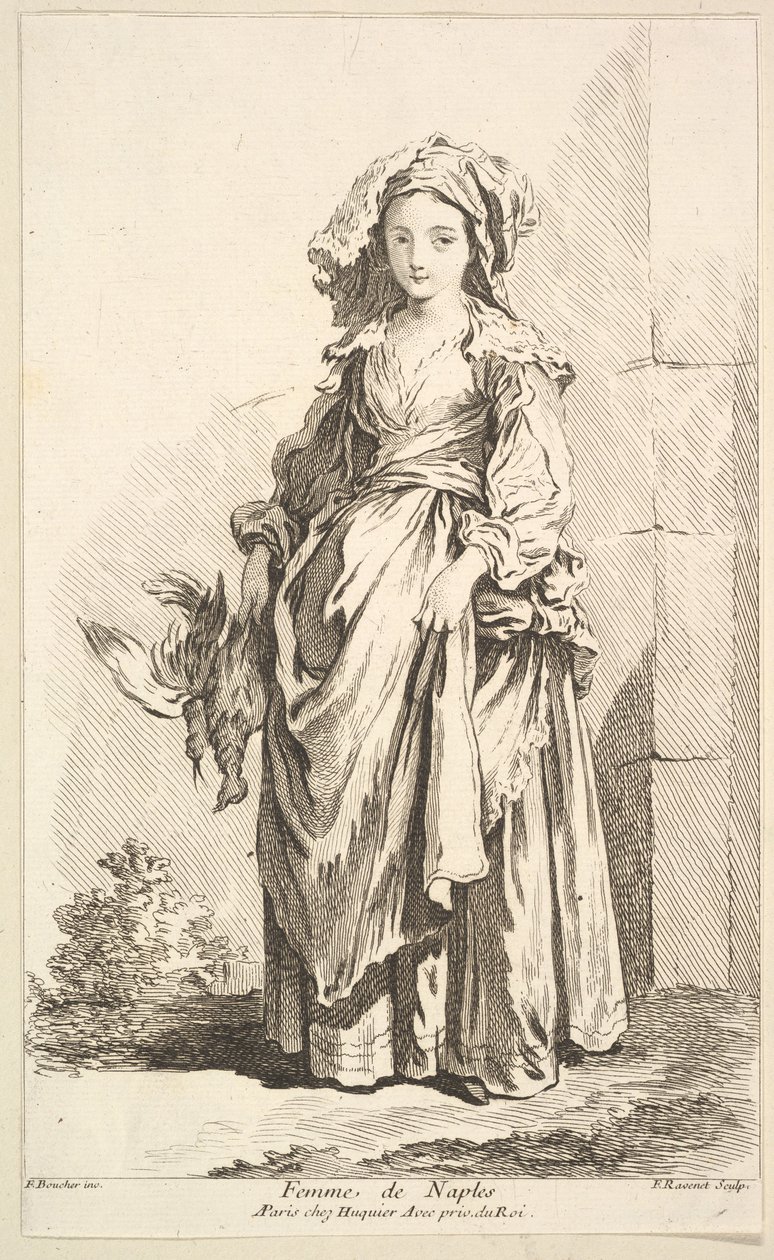 Nápolyi nő, különböző külföldi alakok gyűjteményéből Feltalálta F. Bouc..., 18. század. alkotó: Simon Francois Ravenet