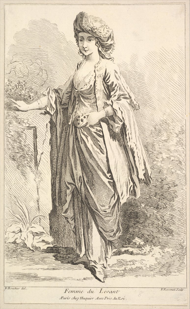 Levantai nő, különböző külföldi alakok gyűjteményéből Feltalálta F. Bouc..., 18. század. alkotó: Simon Francois Ravenet