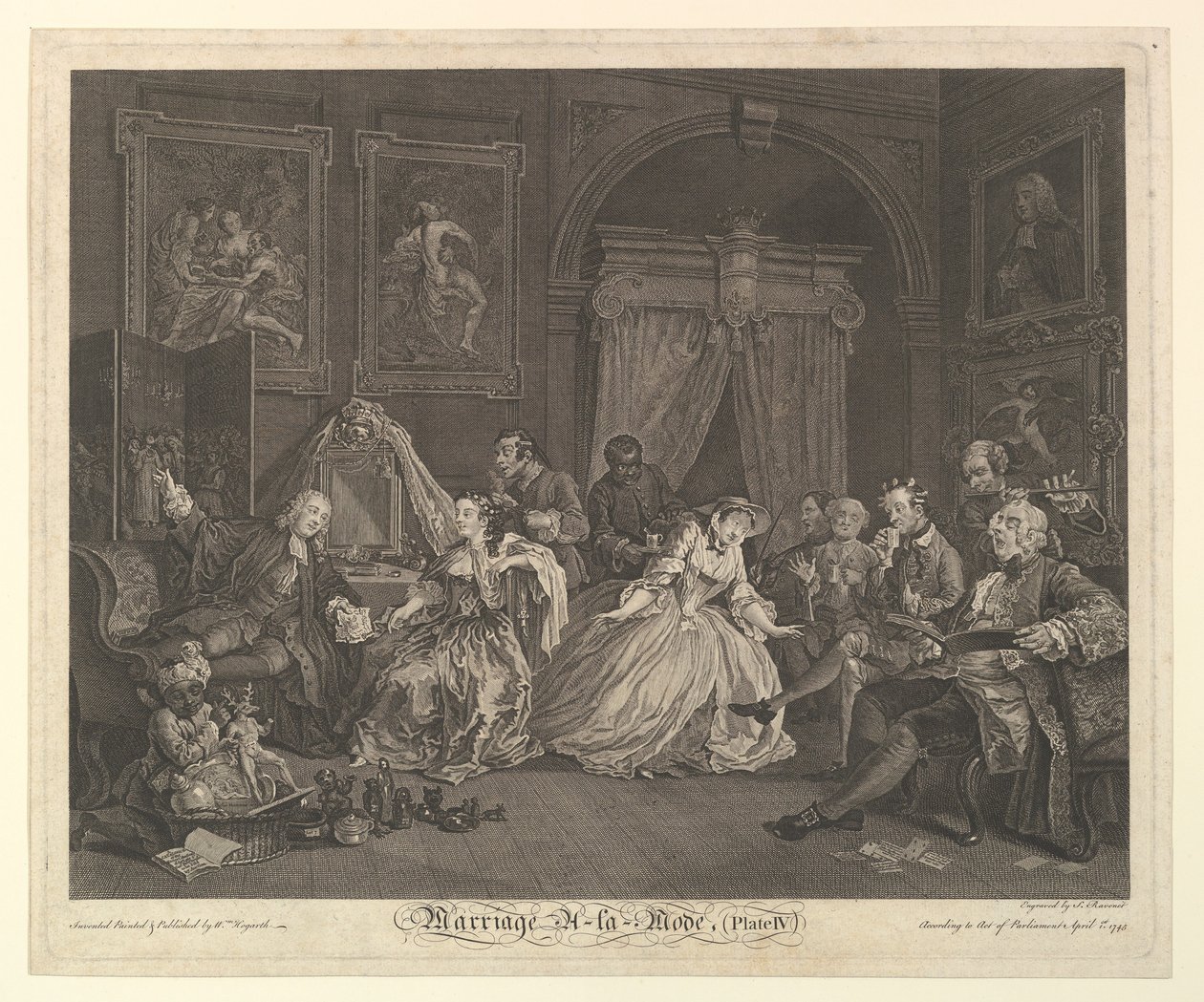 Házasság A-la-Mode, IV. tábla, 1745. április 1. alkotó: Simon Francois Ravenet