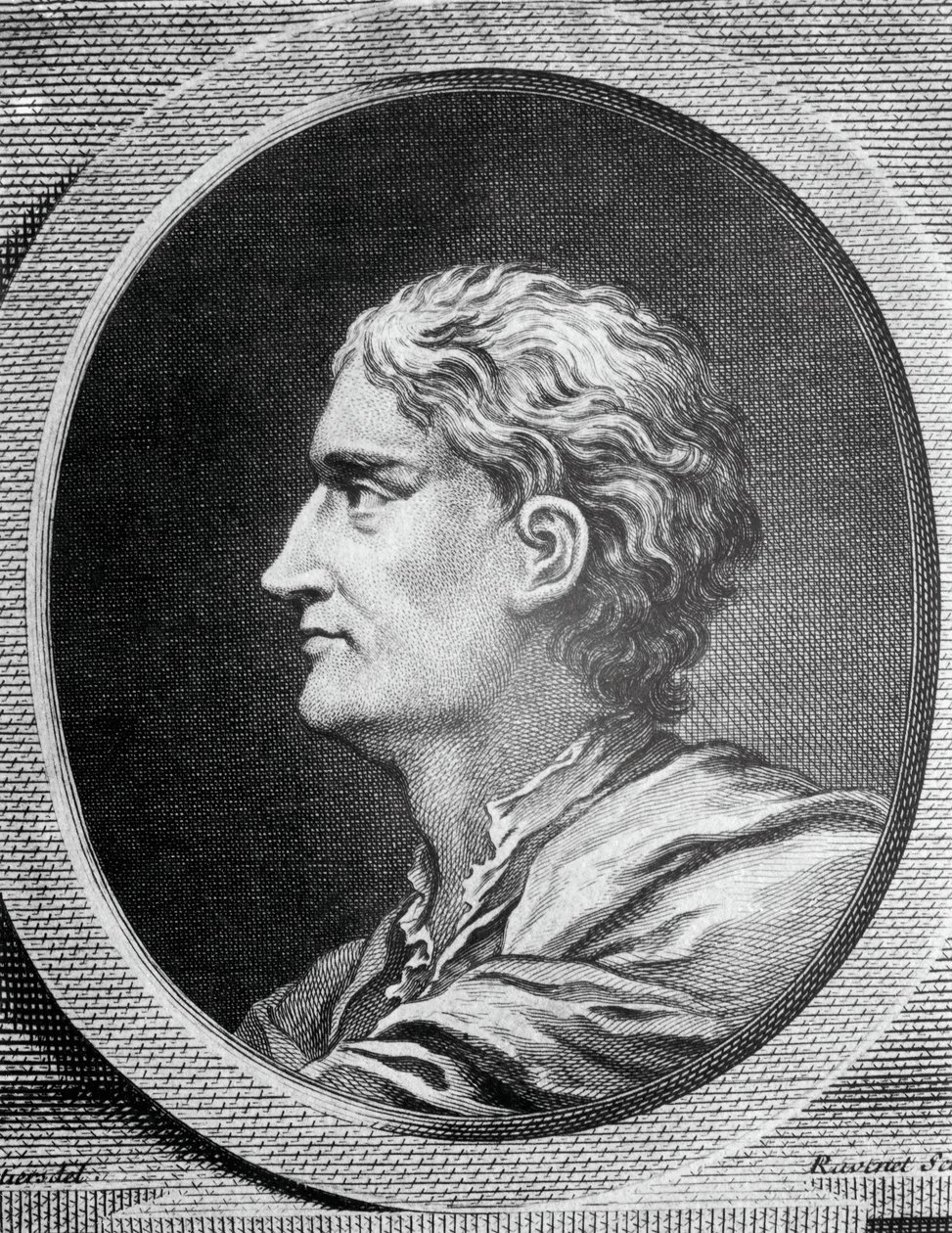 Isaac Newton (1642-1727) angol fizikus és matematikus portréja, Simon Francois Ravenet (1706-1774) metszete alkotó: Simon Francois Ravenet