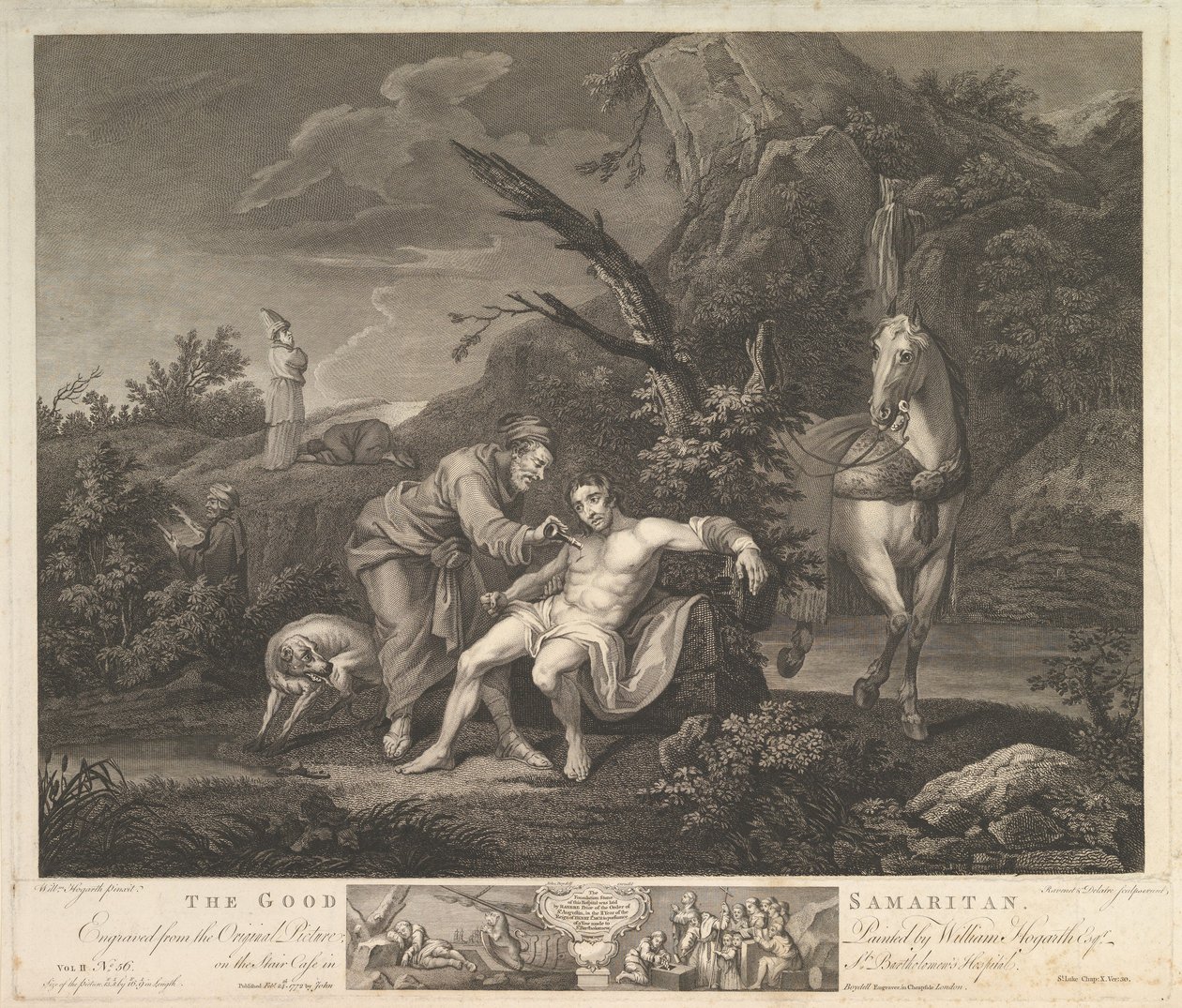 Az irgalmas szamaritánus Szent Lukács, fejezet. 10. 30. vers, 1772. február 24. alkotó: Simon Francois Ravenet