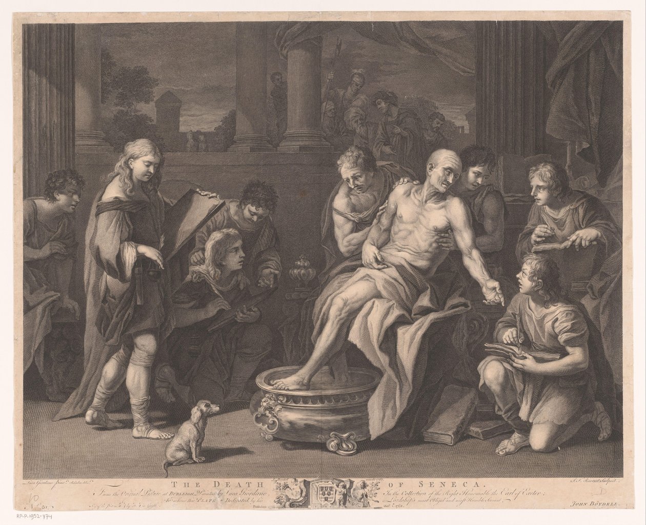 Dood van Seneca Seneca halála (cím a tárgyon) alkotó: Simon François Ravenet (le vieux)