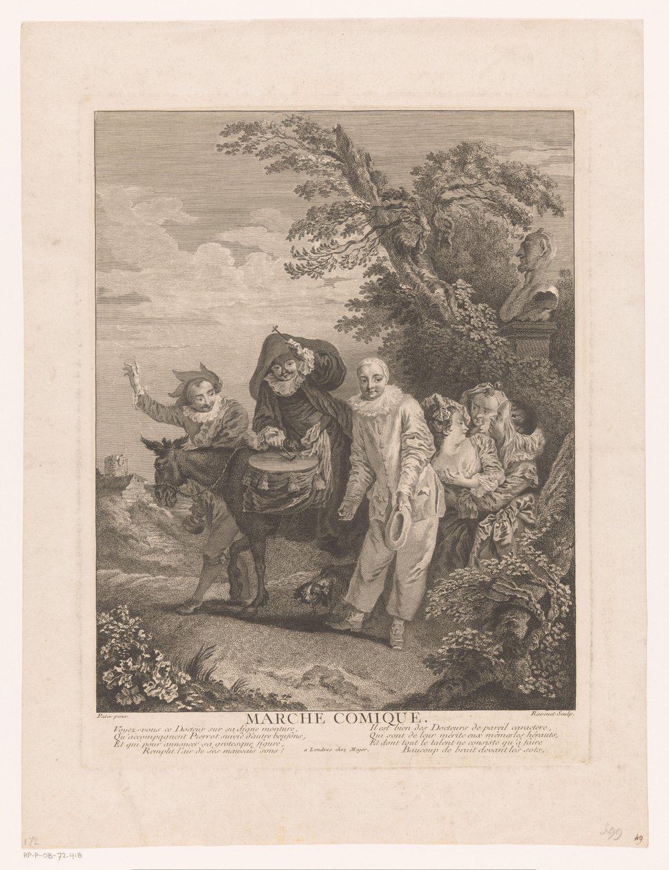 Színházi figurák felvonulása Marche Comique (cím a tárgyon) alkotó: Simon François Ravenet (le vieux)