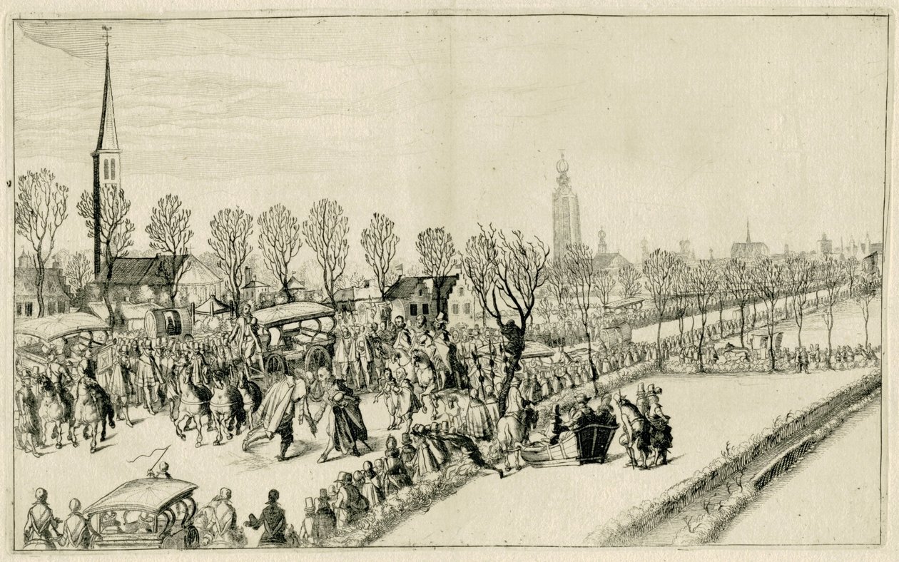 Az öt spanyol nagykövet megérkezése Rijswijkbe, 1608. február Jelenetek az 1608-as és 1609-es háborúból (sorozat címe) alkotó: Simon Frisius