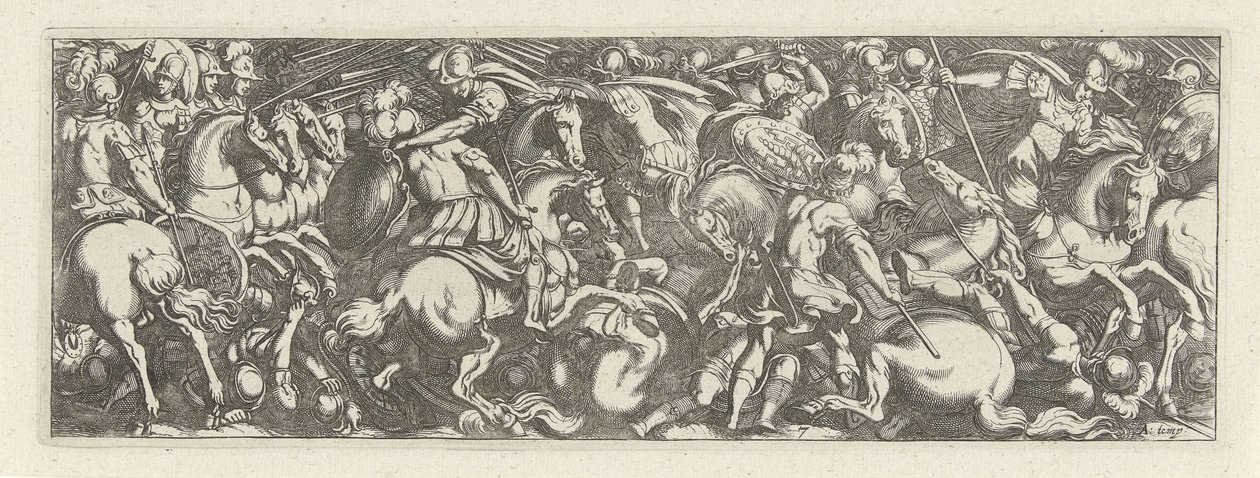 Gevecht tussen cavaleristen en infantrysten Lovasság (sorozat címe) Faecvnda, hogy mi a Phaebus szerelme és a hálás Florentia a lelkes zseniális férfiaknak, eleget mutatnak a pvgnák, enthea a mellek ereje, amelyeket Mercury faragott a tapasztalt kliensnek  alkotó: Simon Frisius