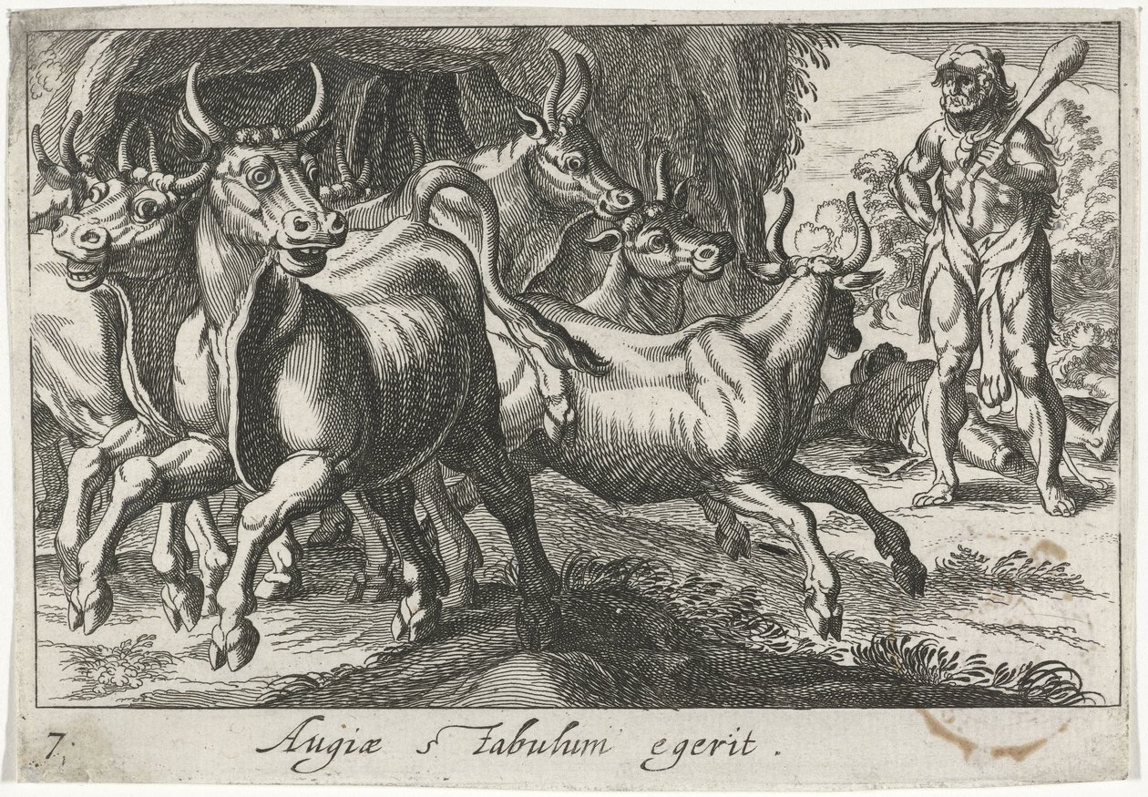 Hercules hoedt de kudde van Geryon (cím a tárgyon) Herculische téma (sorozat címe) alkotó: Simon Frisius