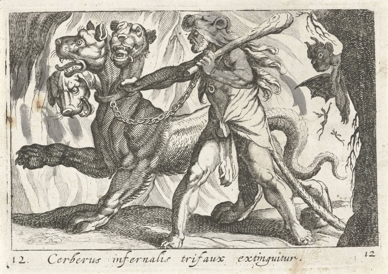 Herkules megbosszulja Cerberust A Cerberus infernal trifaux kialudt (cím az objektumon) Herculische téma (sorozat címe) alkotó: Simon Frisius