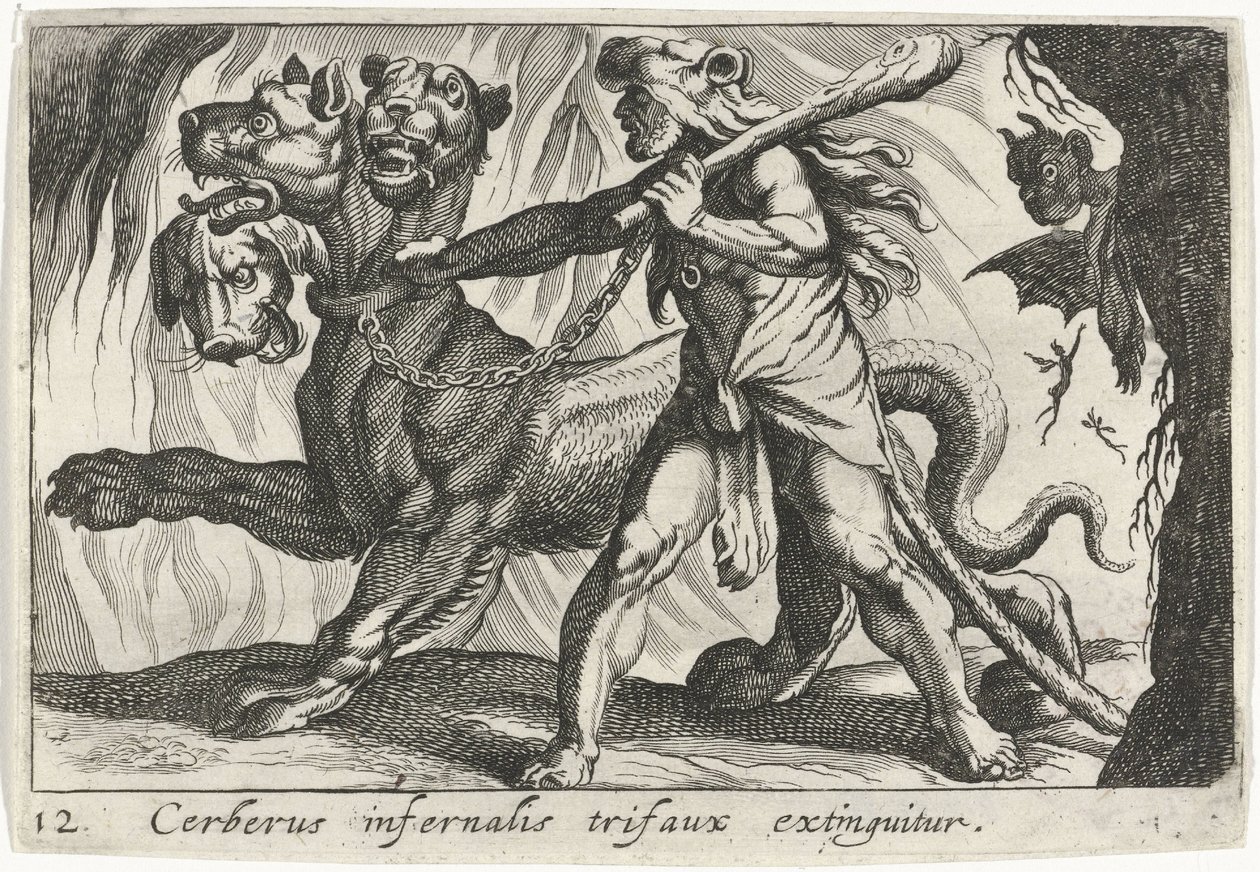 Herkules elfogja Kerberoszt alkotó: Simon Frisius