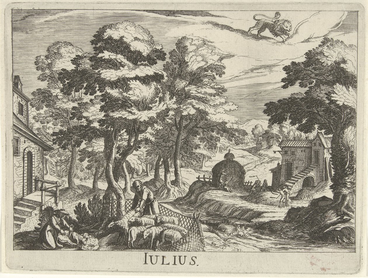 július Julius (cím a tárgyon) Tizenkét hónap (sorozat címe) alkotó: Simon Frisius