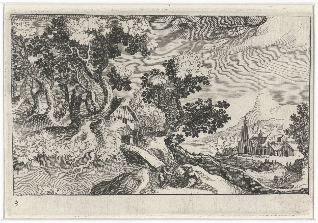 Táj néhány épülettel alkotó: Simon Frisius