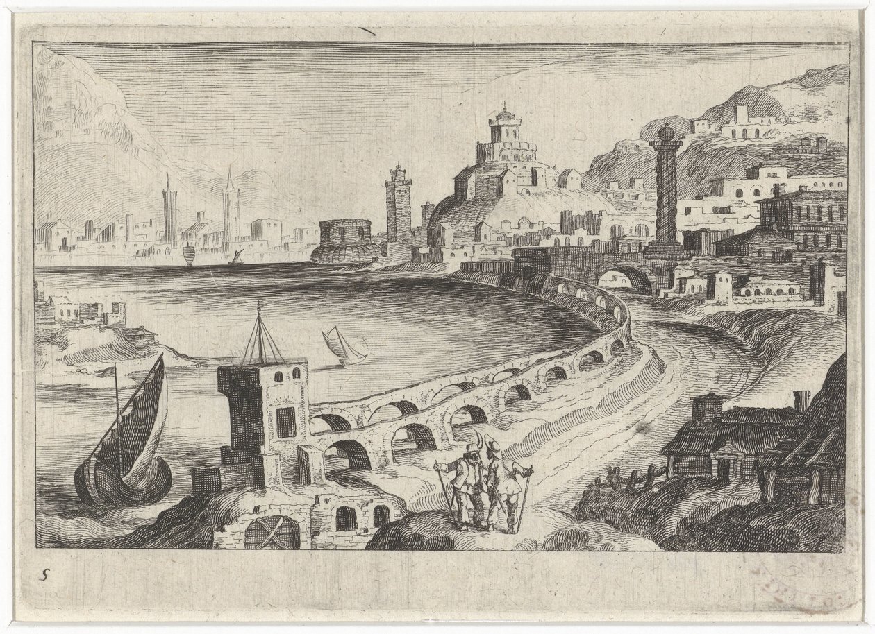 Városkép vízvezetékkel Dél-európai tájak (sorozat címe) Topographia variarum regionum (sorozat címe) alkotó: Simon Frisius